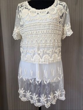 Sundance Cream Crochet Lace Top